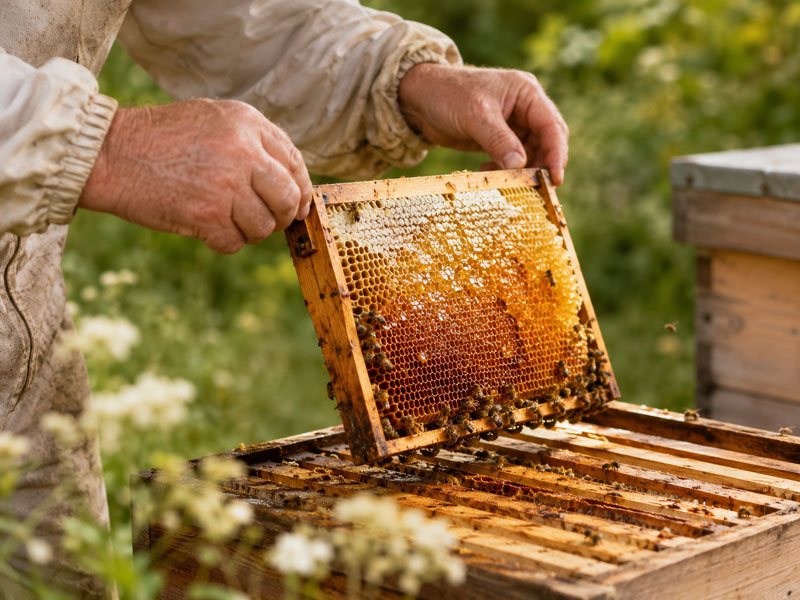 harvesting honey combs